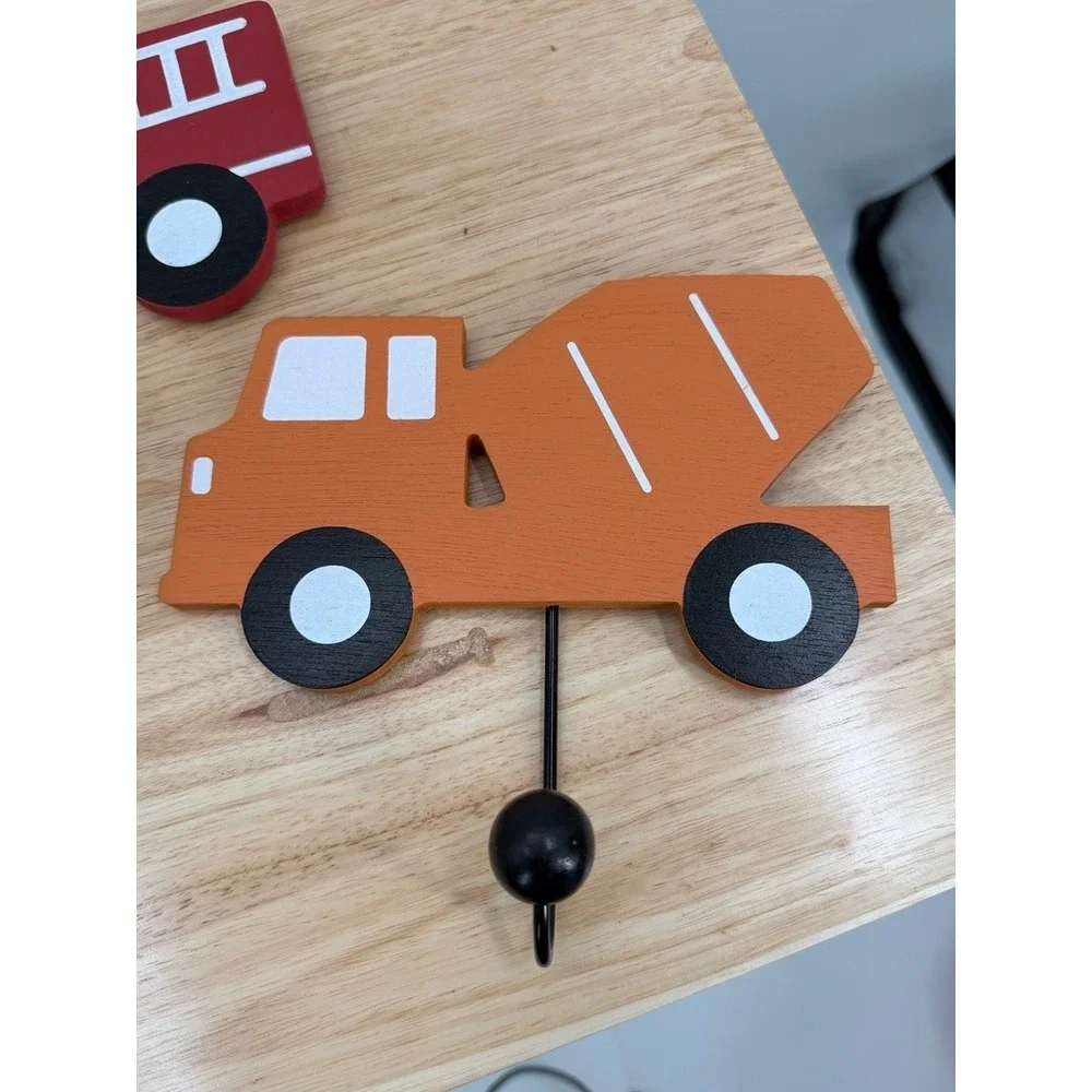 Truck Wall Coat Hooks Set 3 Fire Truck Bulldozer Dump Truck Kids Nursery Decor
